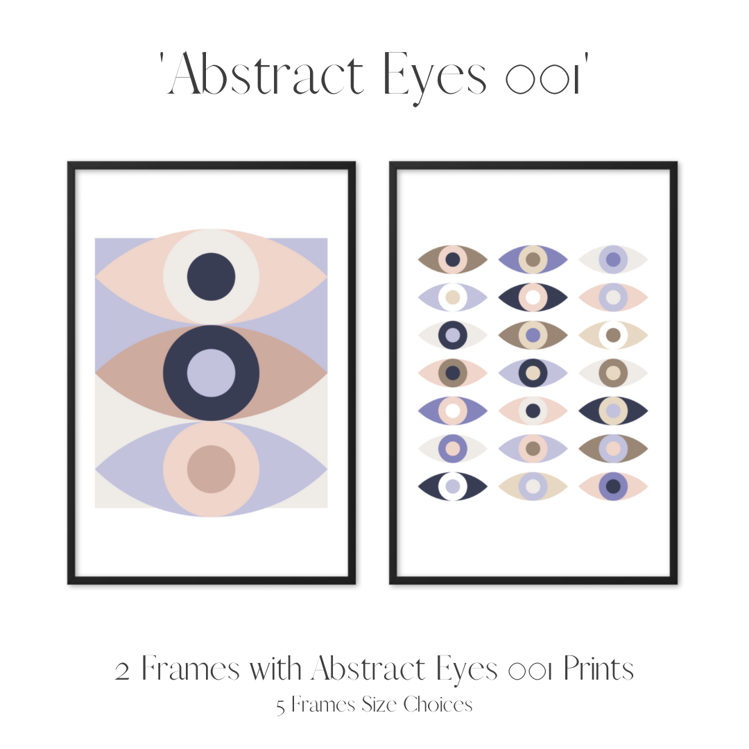 Set of 2 Frames Including Minimalist Abstract Eyes 001 Prints