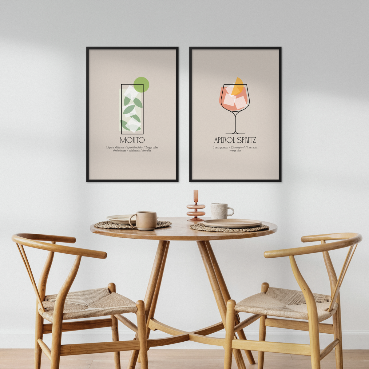Set of 2 Frames Including Minimalist Speakeasy Summer Cocktails Prints