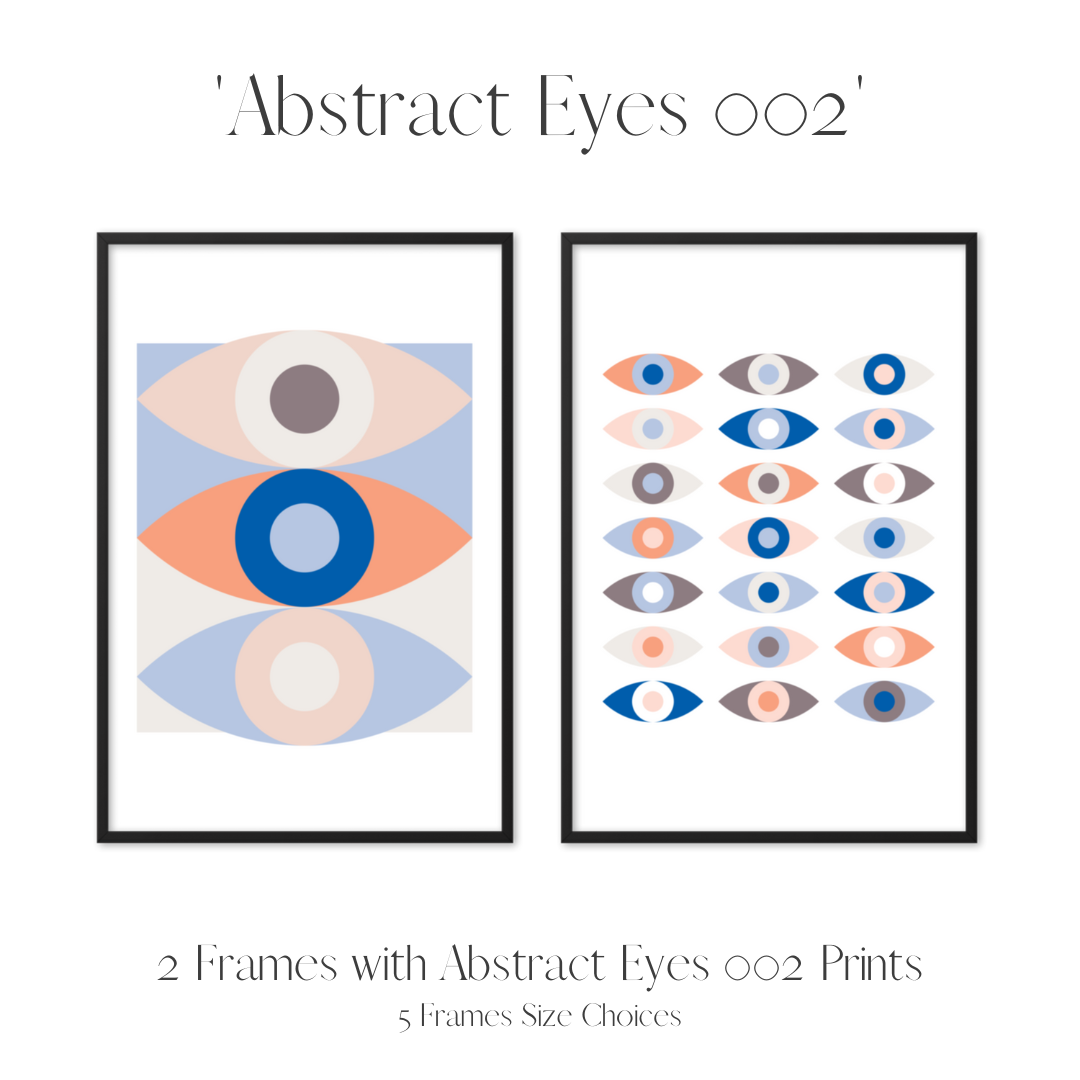 Set of 2 Frames Including Minimalist Abstract Eyes 002 Prints