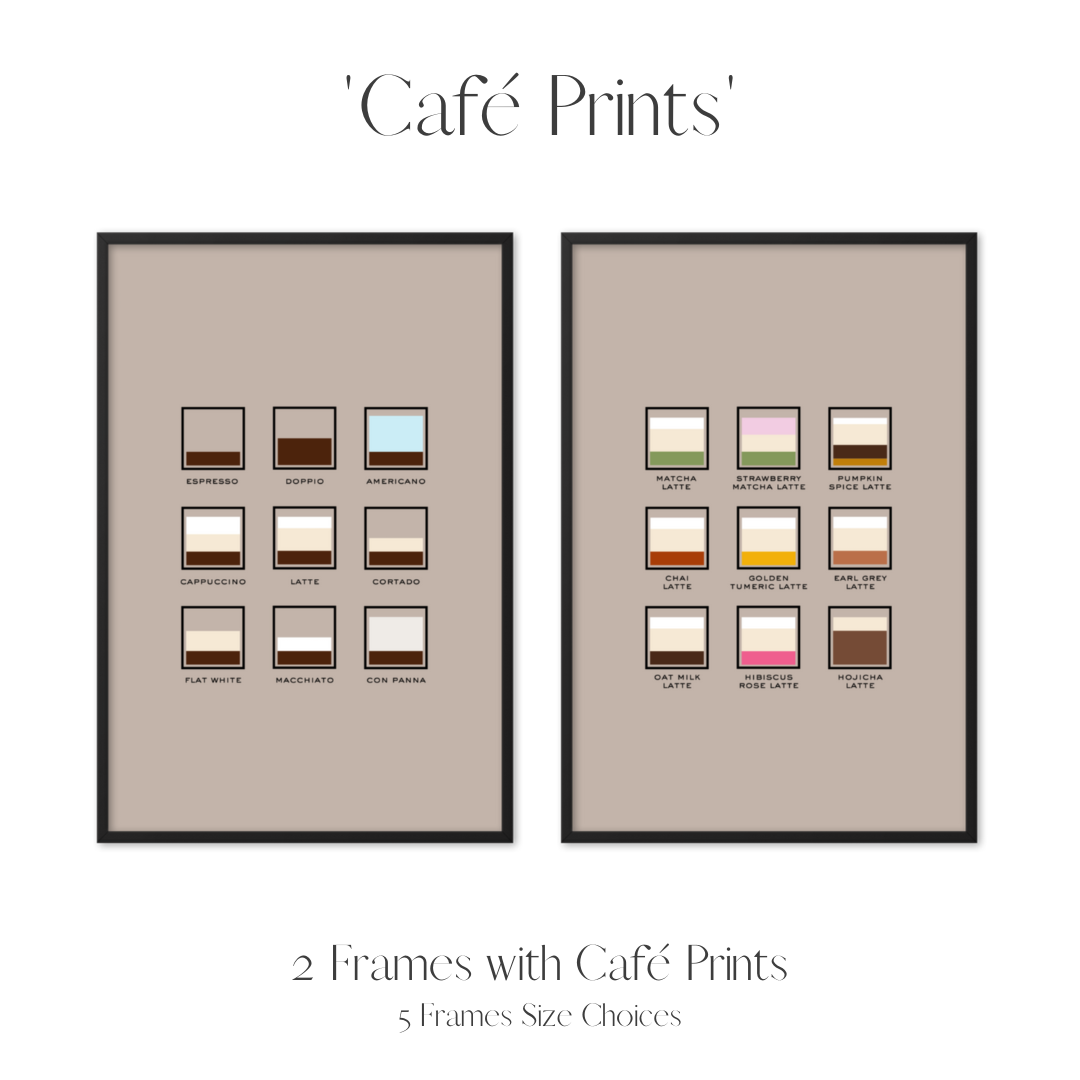 Set of 2 Frames Including Minimalist Café Prints